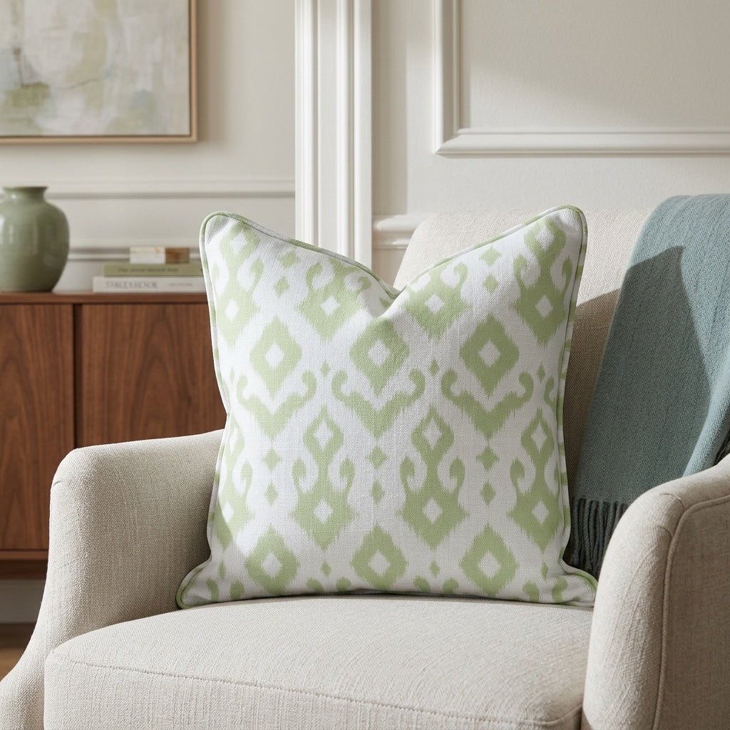 Key Lime Celadon Ikat Throw Pillow - Lemon Park