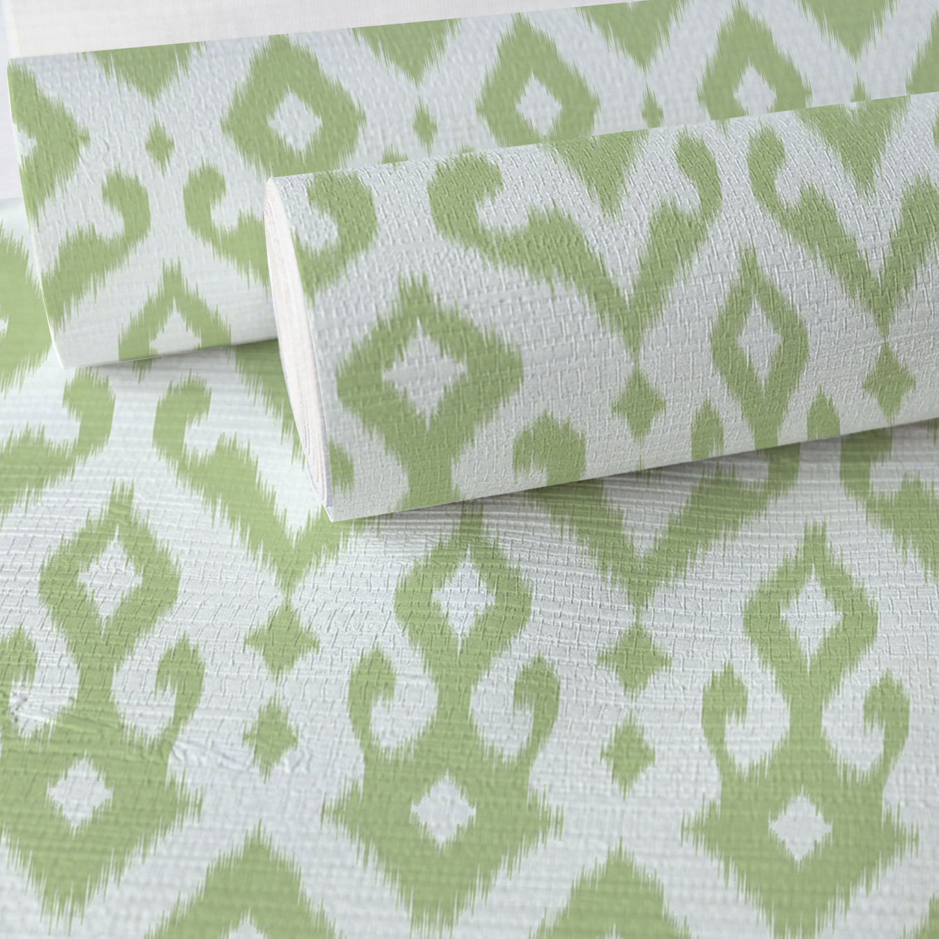 Key Lime Celadon Ikat Faux Grasscloth Wallpaper
