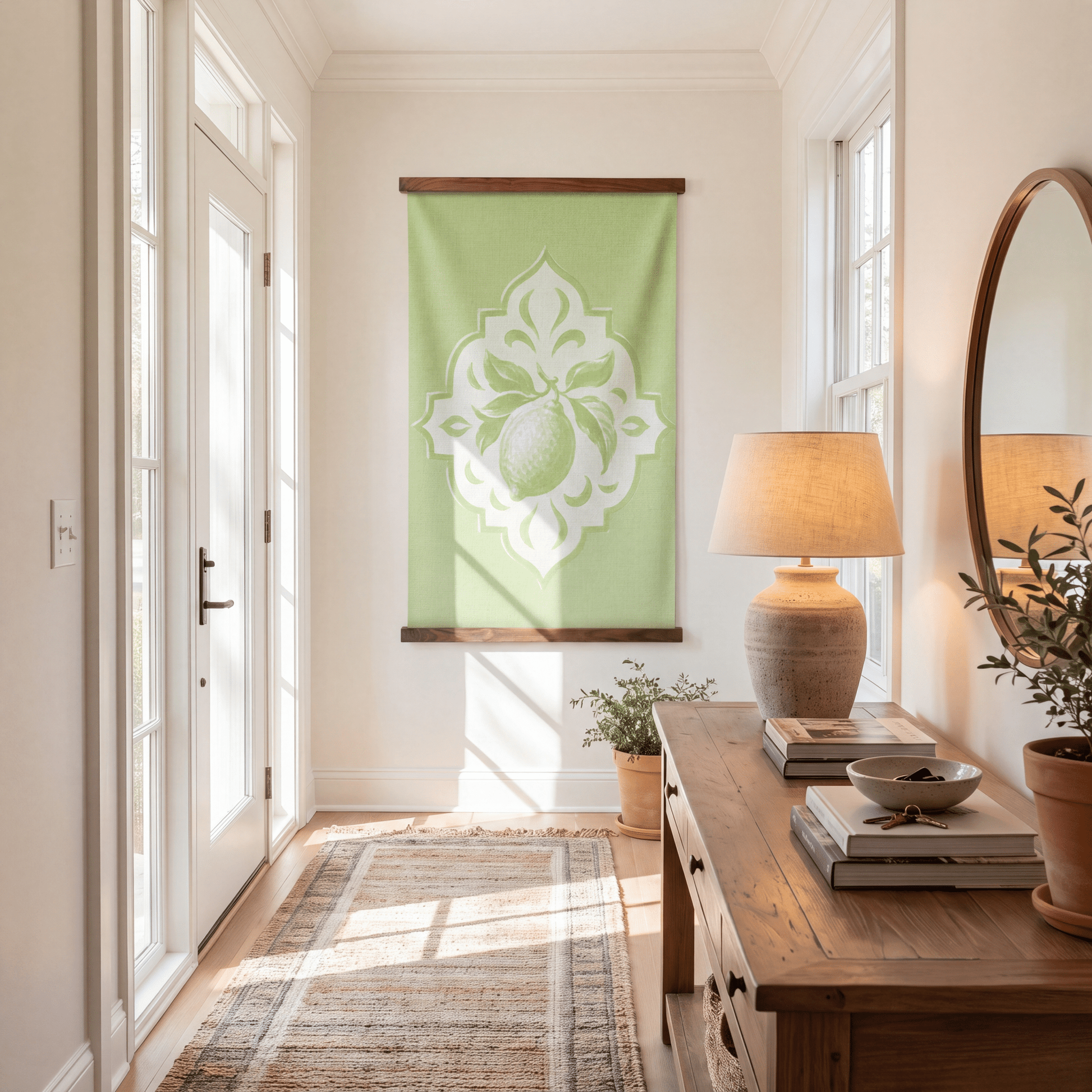 Key Lime Celadon Mosaic Study - Tapestry - Lemon Park