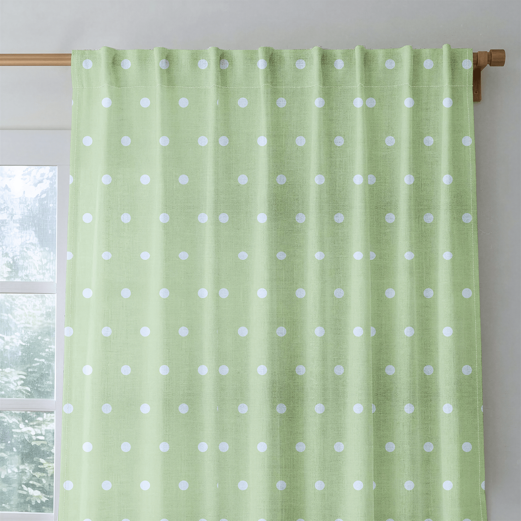 Key Lime Celadon Polka Dot - Drapery - Lemon Park