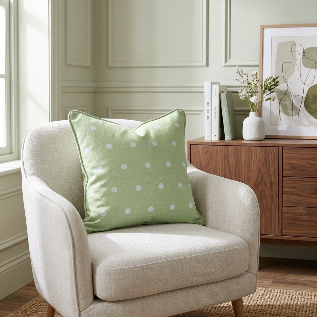 Key Lime Celadon Polka Dot Throw Pillow - Lemon Park