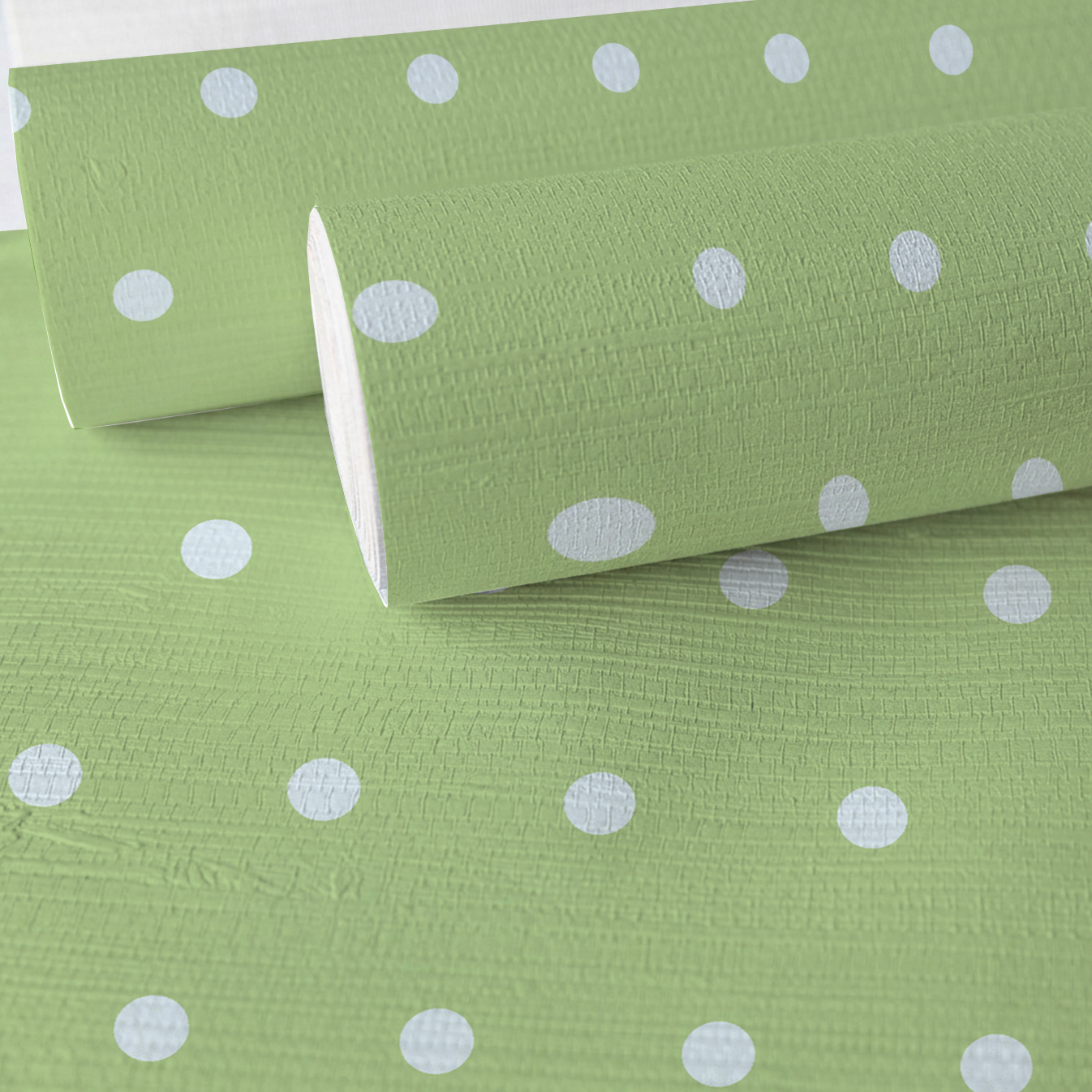 Key Lime Celadon Polka Dot Faux Grasscloth Wallpaper
