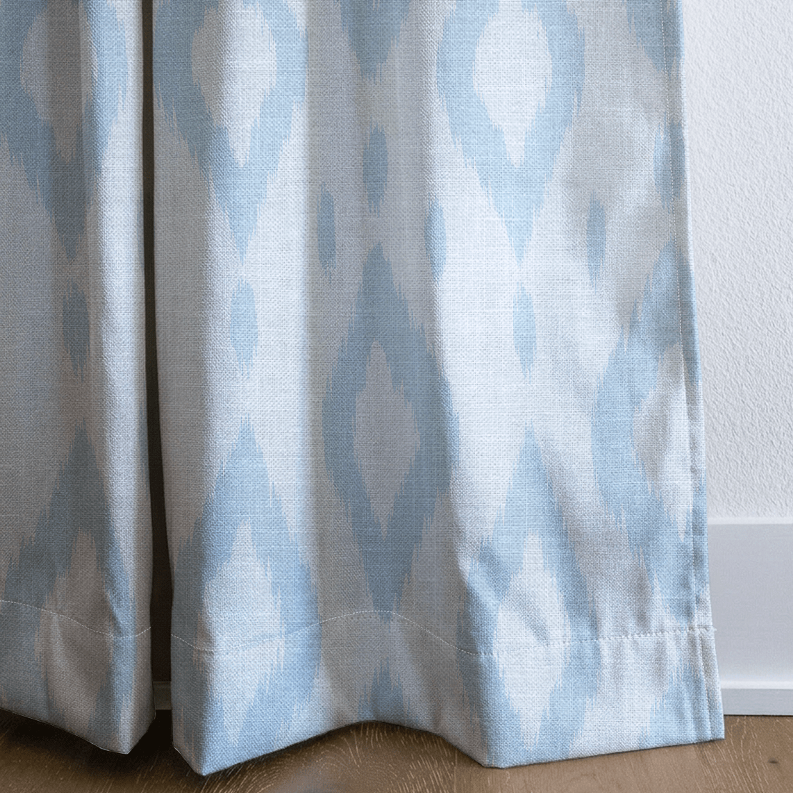 Key Lime Columbia Blue Ikat - Drapery - Lemon Park