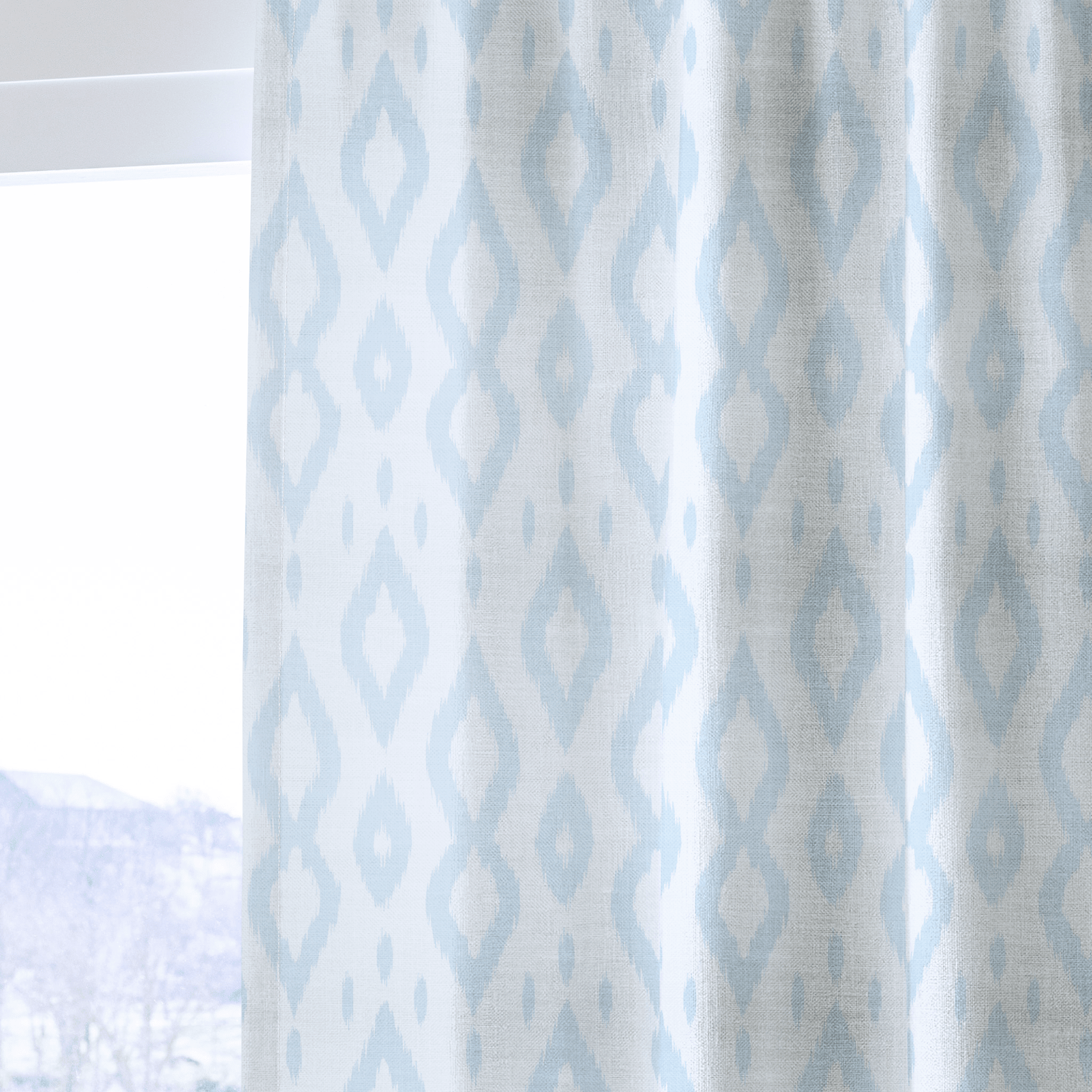Key Lime Columbia Blue Ikat - Drapery - Lemon Park