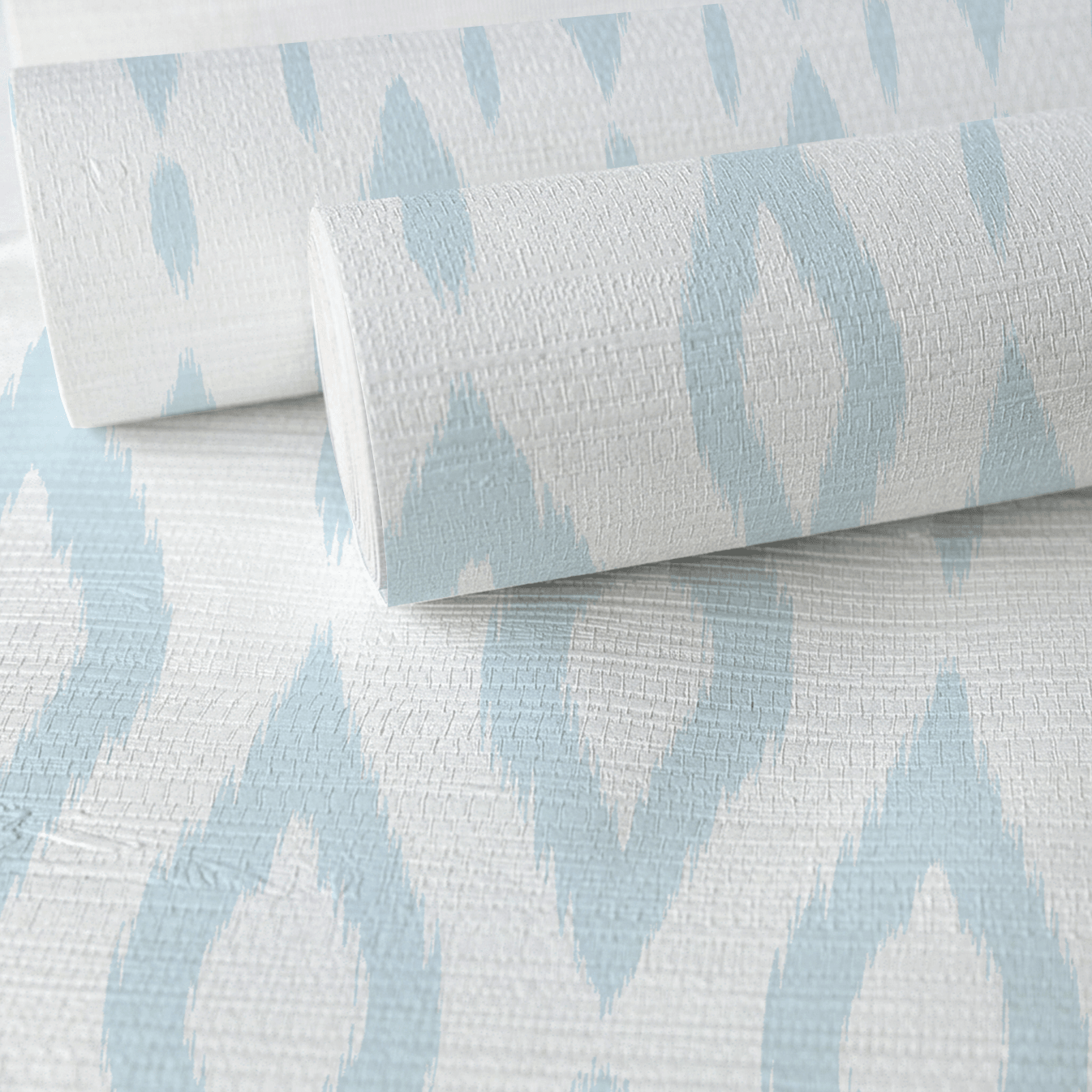 Key Lime Columbia Blue Ikat Faux Grasscloth Wallpaper - Lemon Park