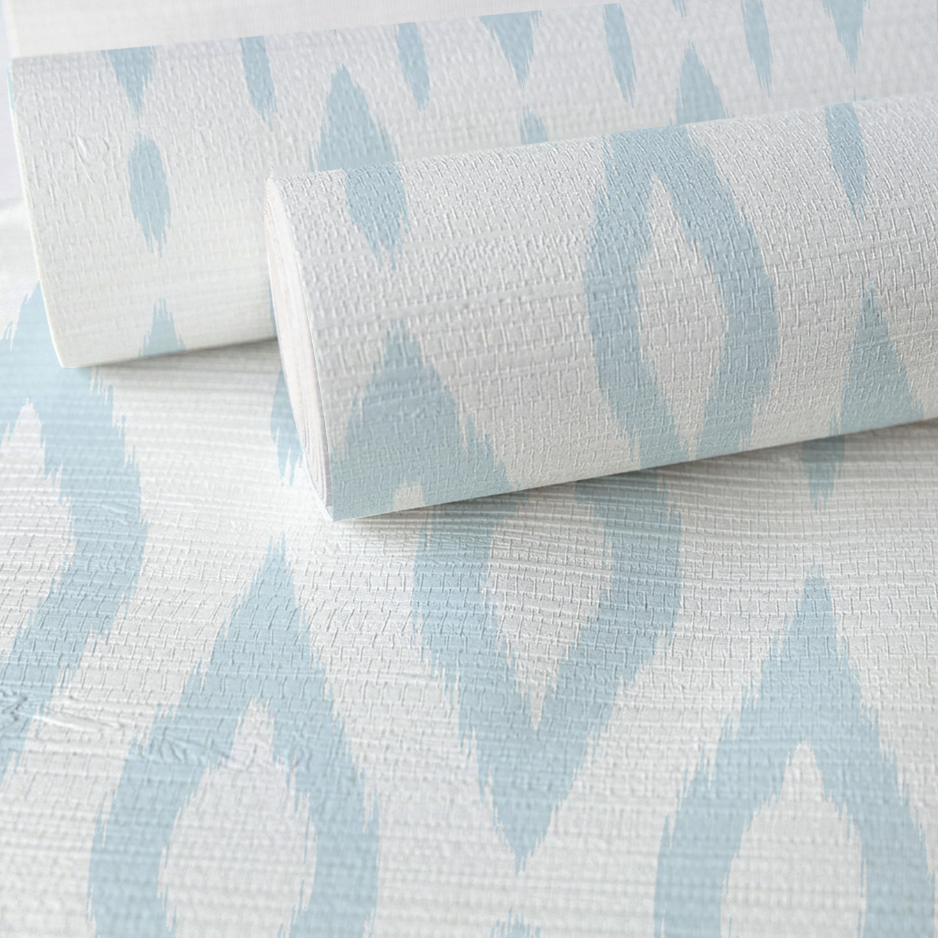 Key Lime Columbia Blue Ikat Faux Grasscloth Wallpaper