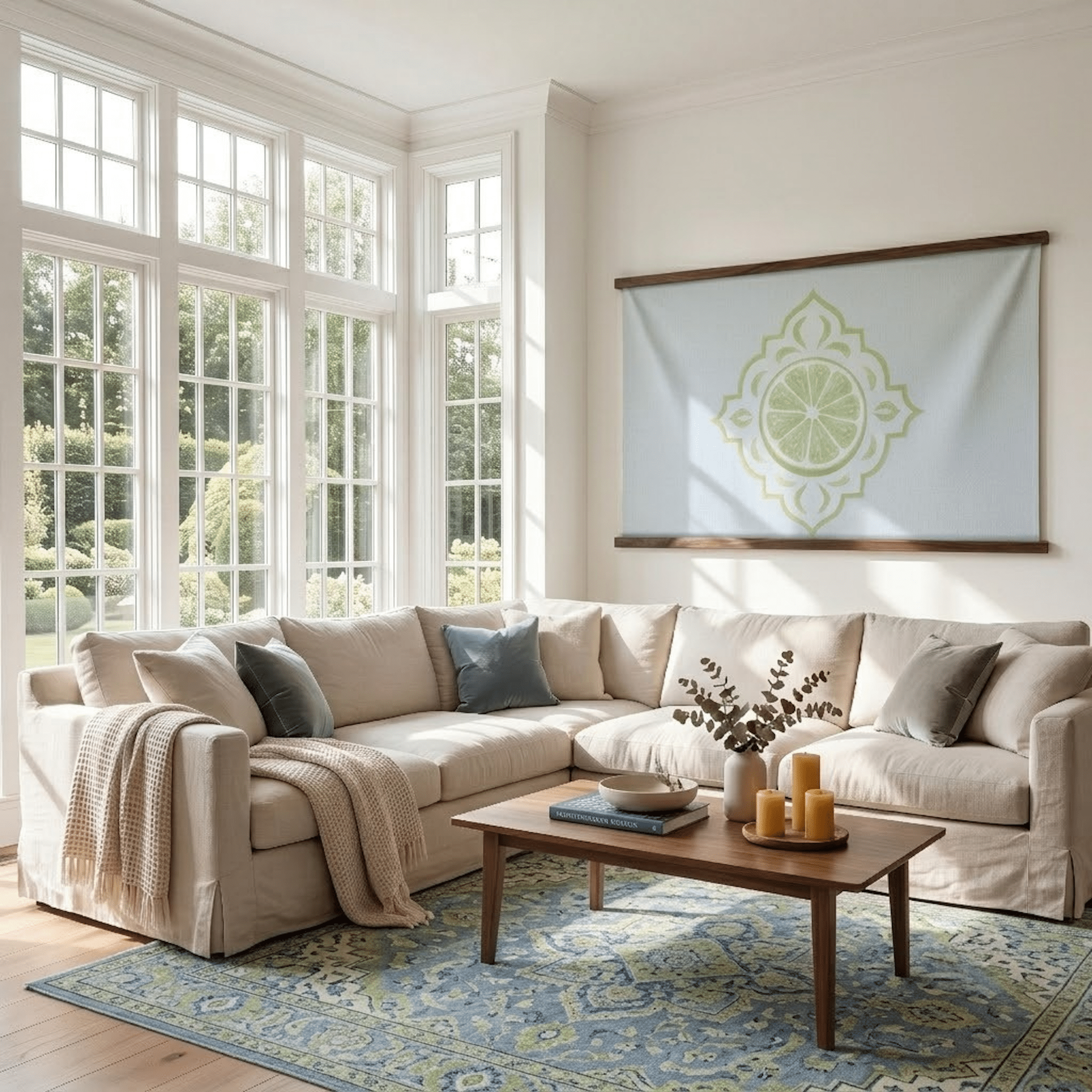 Key Lime Columbia Blue Mosaic Study - Tapestry - Lemon Park