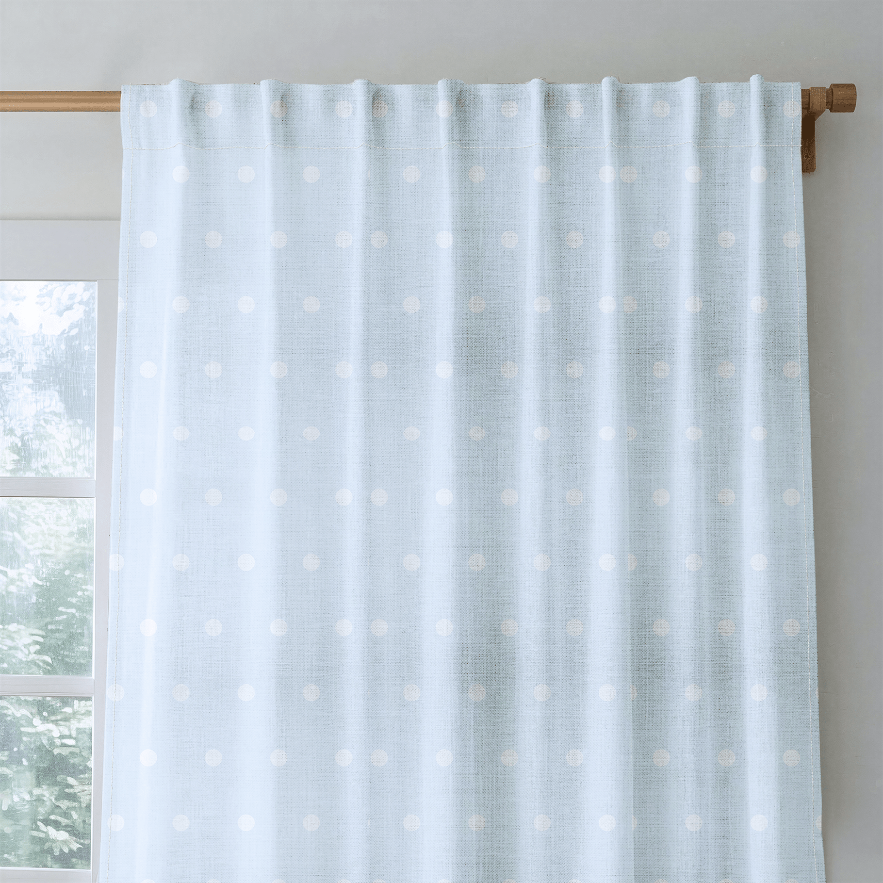 Key Lime Columbia Blue Polka Dot - Drapery - Lemon Park