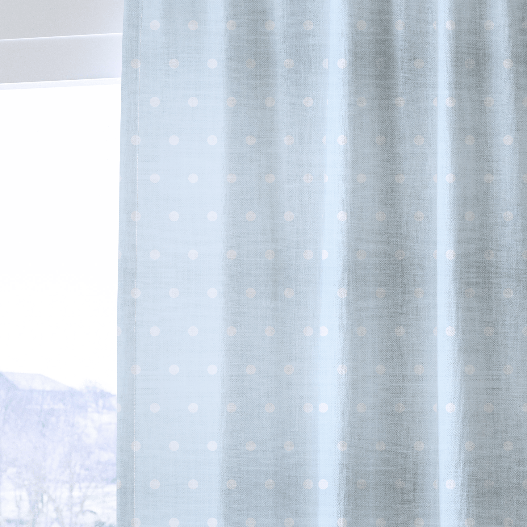 Key Lime Columbia Blue Polka Dot - Drapery - Lemon Park