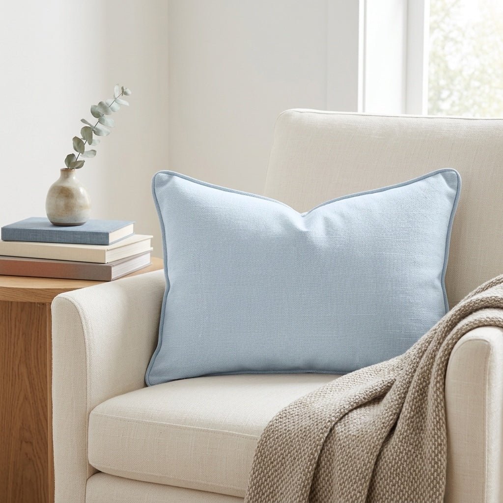 Key Lime Columbia Blue Solid Throw Pillow - Lemon Park