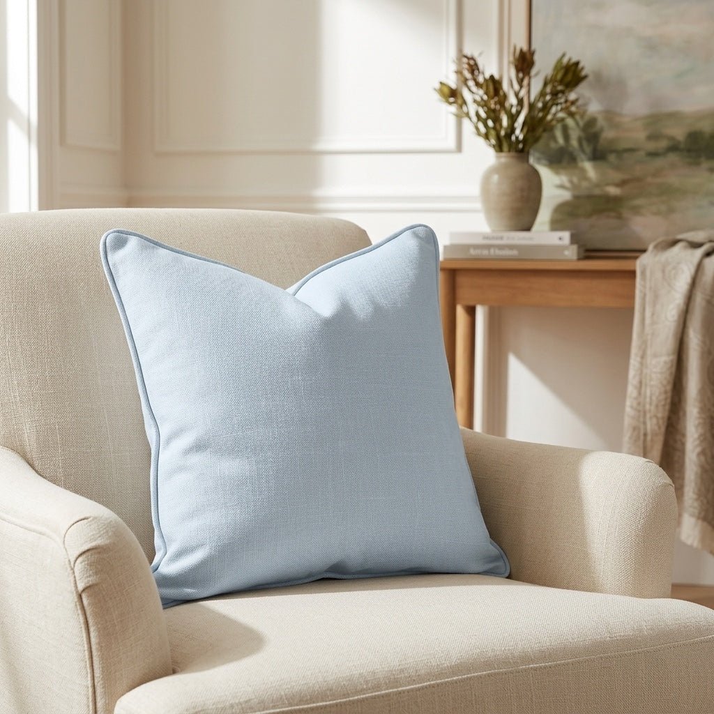 Key Lime Columbia Blue Solid Throw Pillow - Lemon Park
