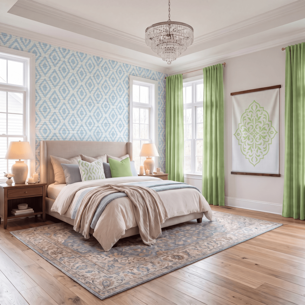 Key Lime Columbia Geo Faux Grasscloth Wallpaper - Lemon Park