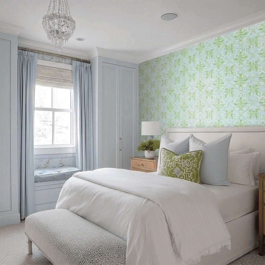 Key Lime Faux Grasscloth Wallpaper - Lemon Park