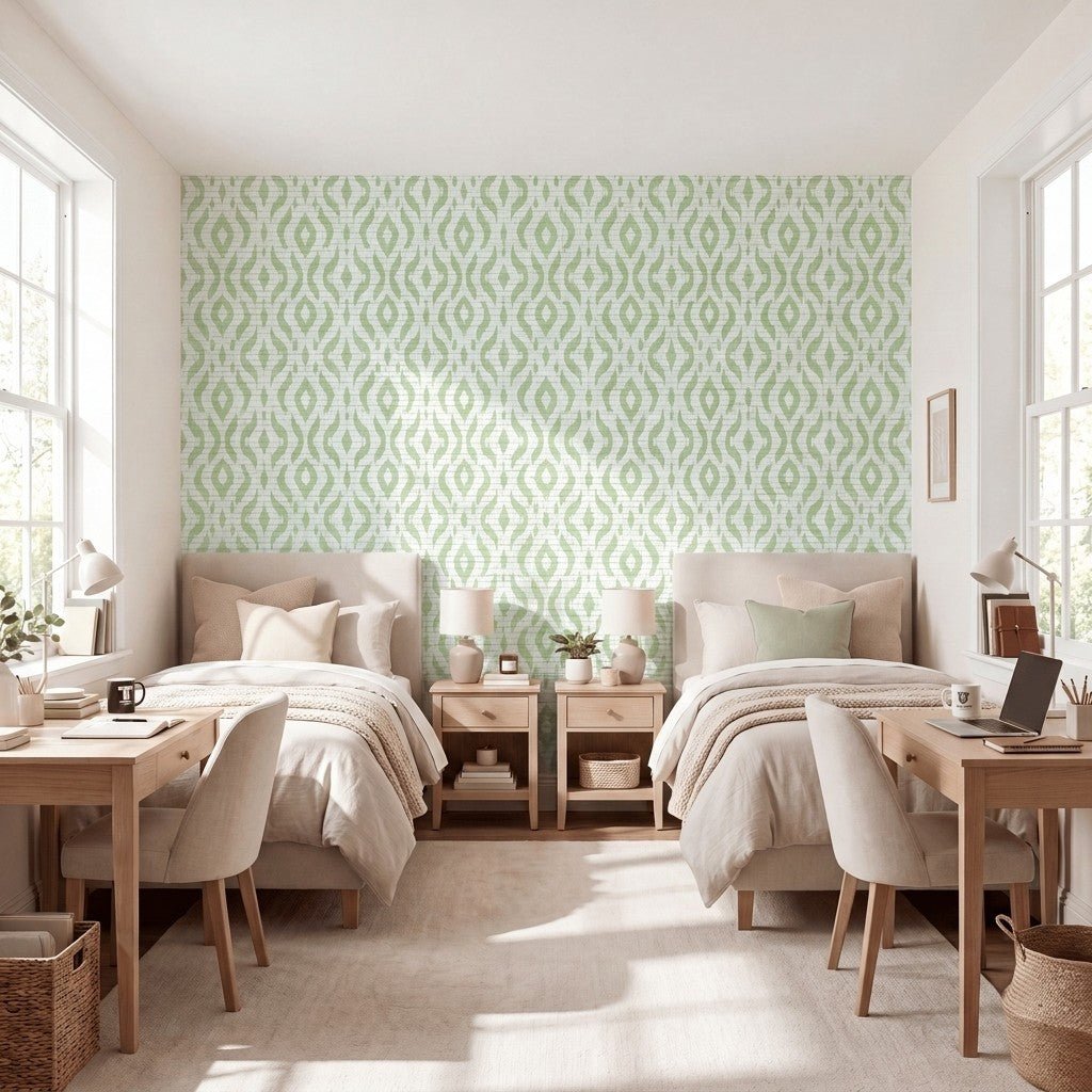 Key Lime Ikat Faux Grasscloth Wallpaper - Lemon Park