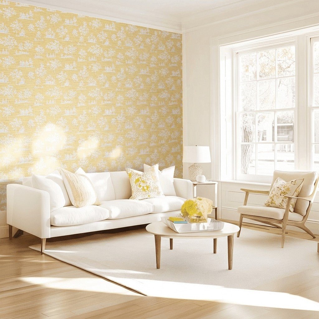 Kristy Faux Grasscloth Wallpaper - Lemon Park