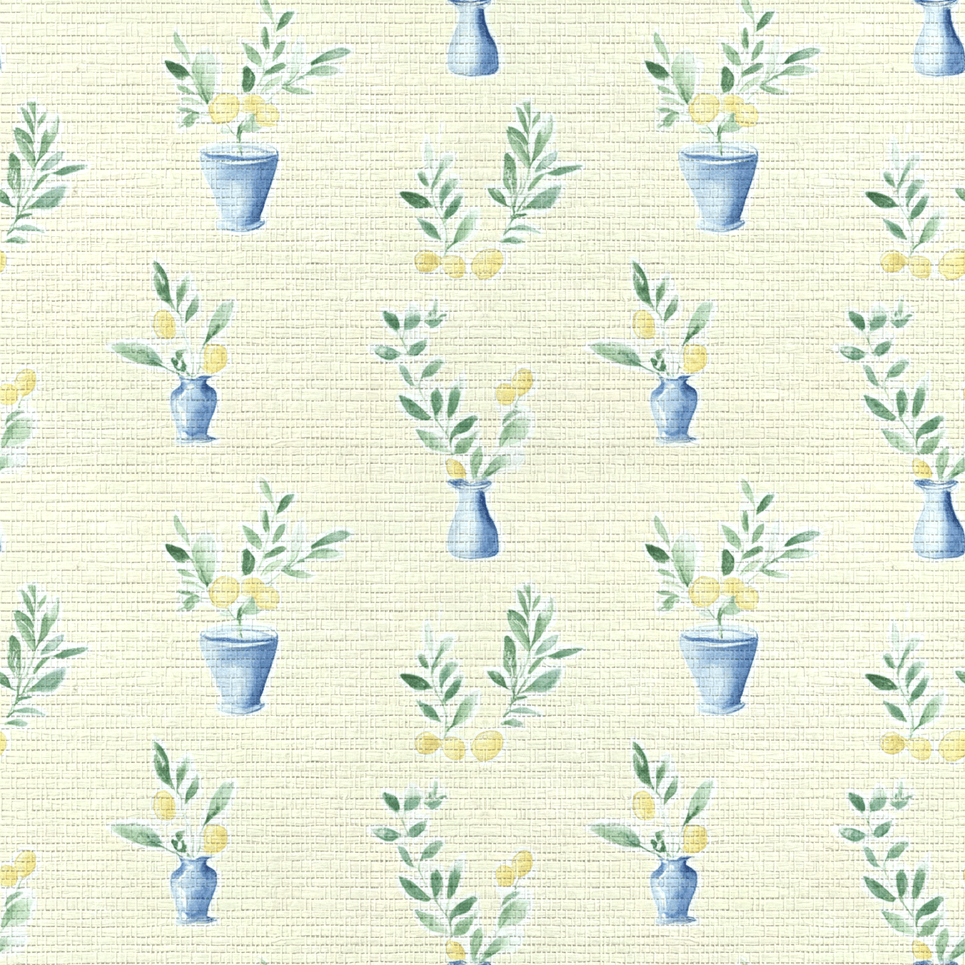 La Dolce Vita Faux Grasscloth Wallpaper - Lemon Park