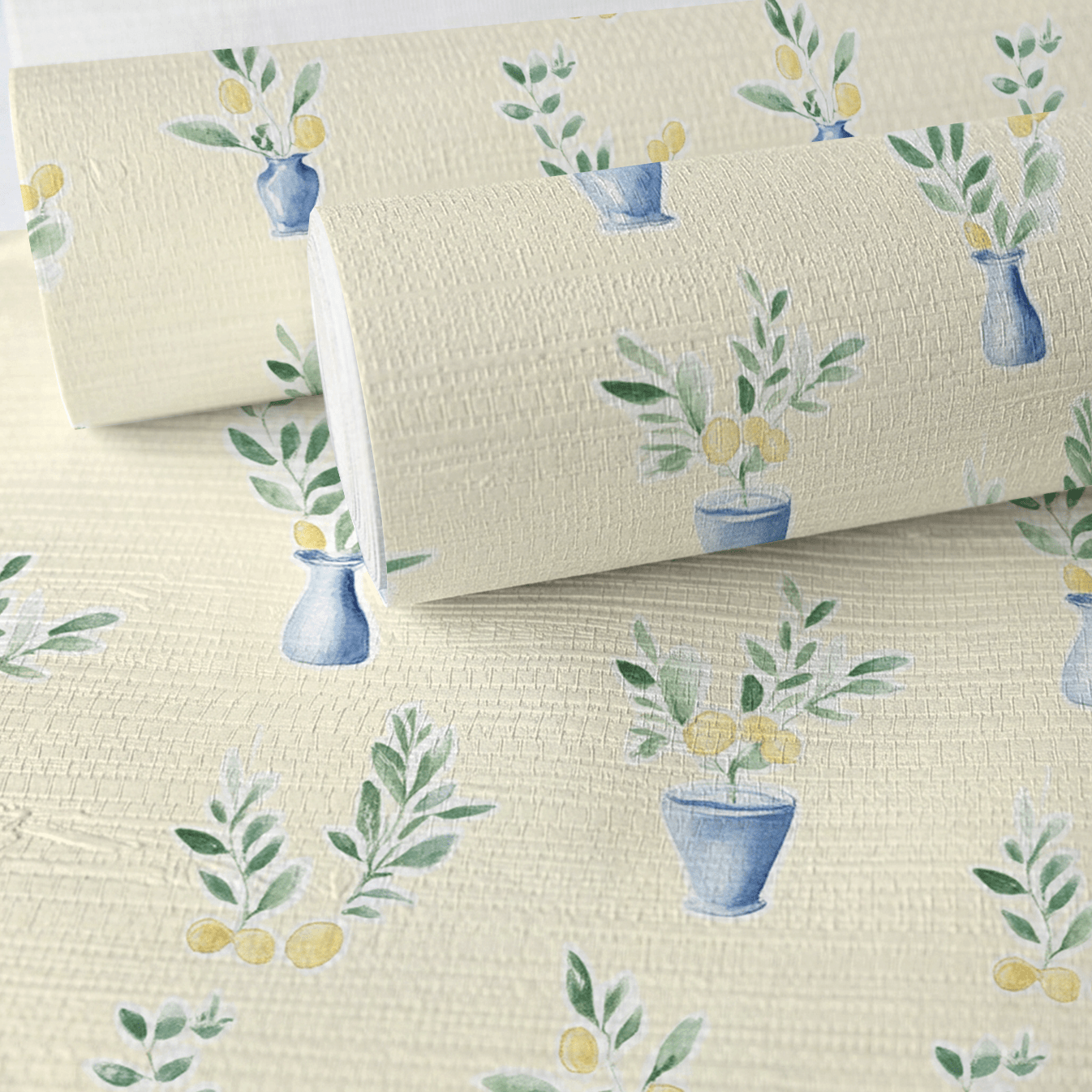 La Dolce Vita Faux Grasscloth Wallpaper - Lemon Park