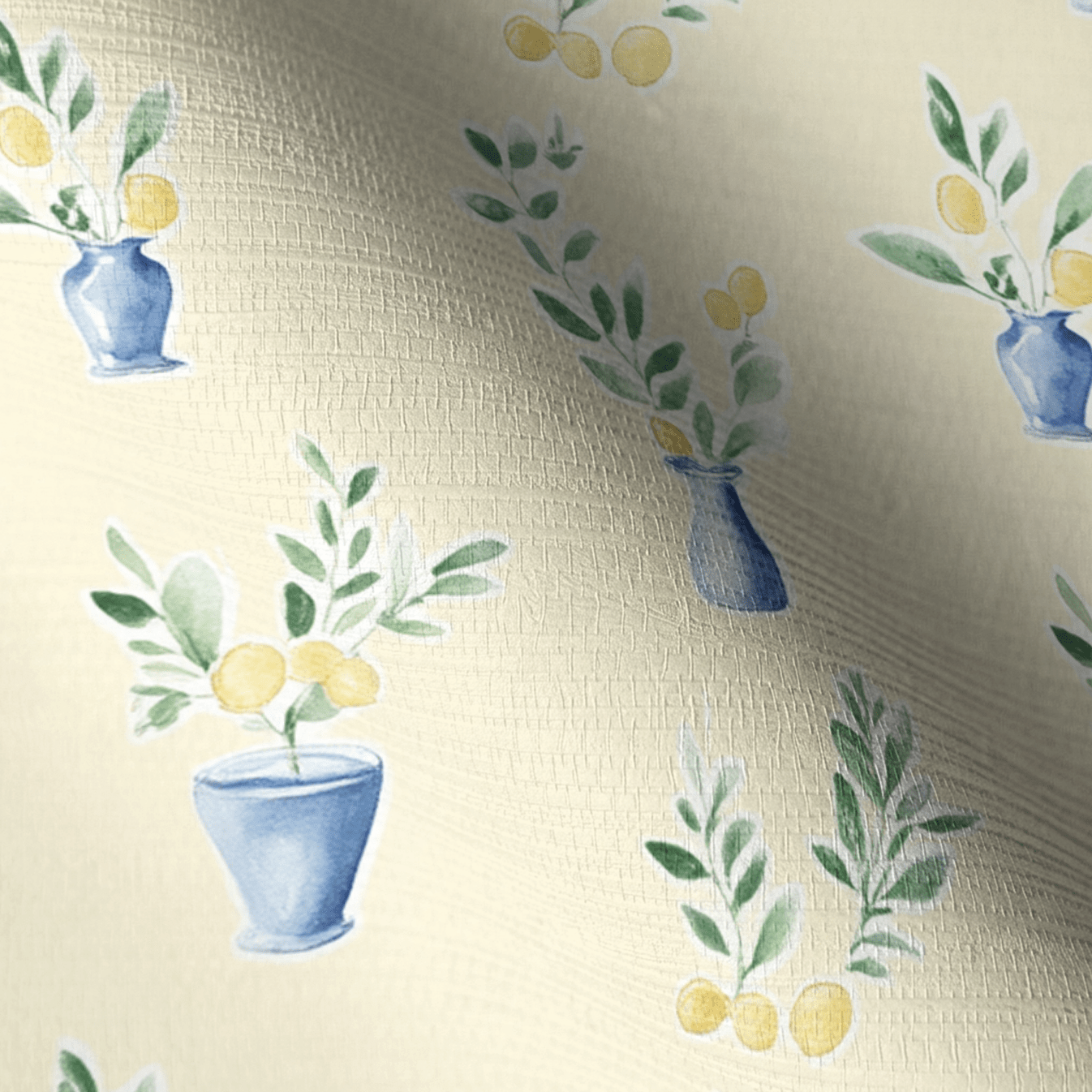 La Dolce Vita Faux Grasscloth Wallpaper - Lemon Park