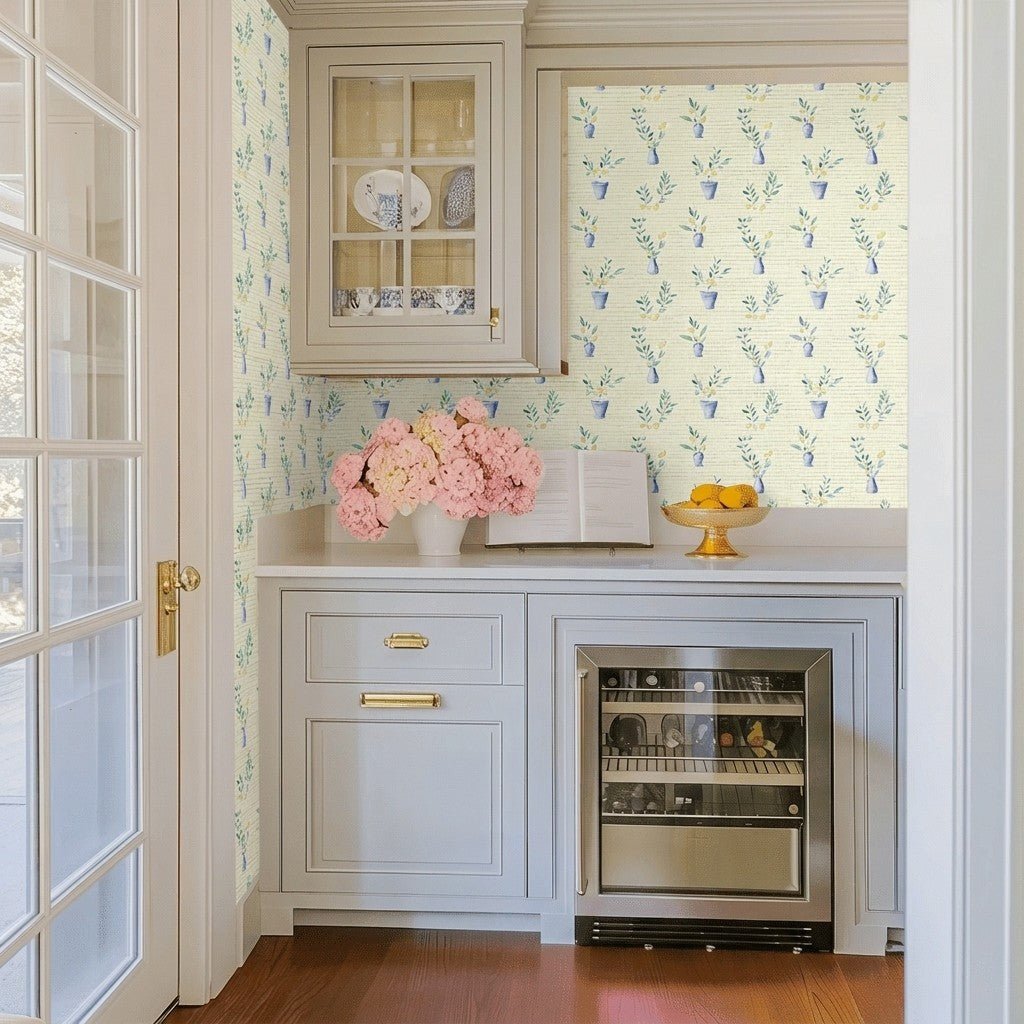 La Dolce Vita Faux Grasscloth Wallpaper - Lemon Park