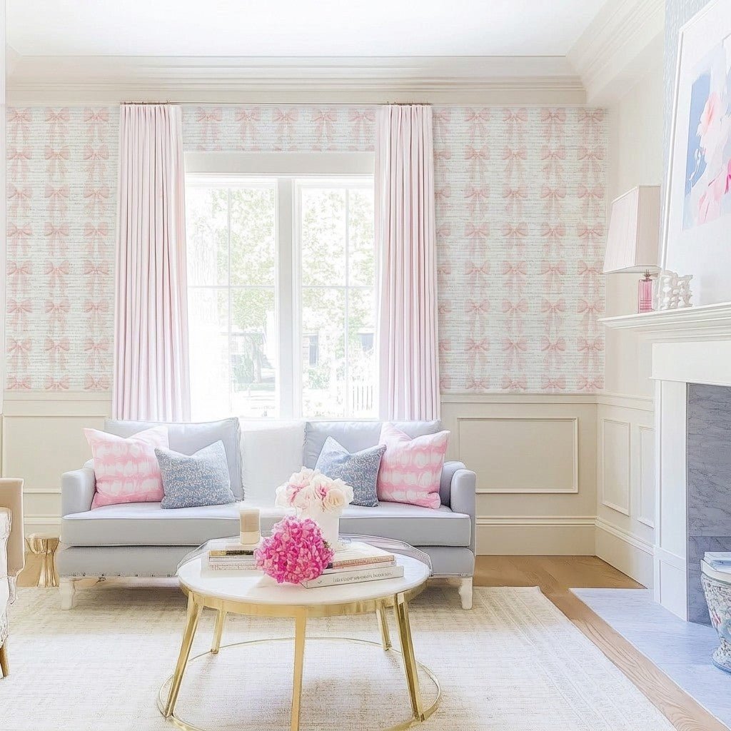 Lace d'Amour Faux Grasscloth Wallpaper - Lemon Park