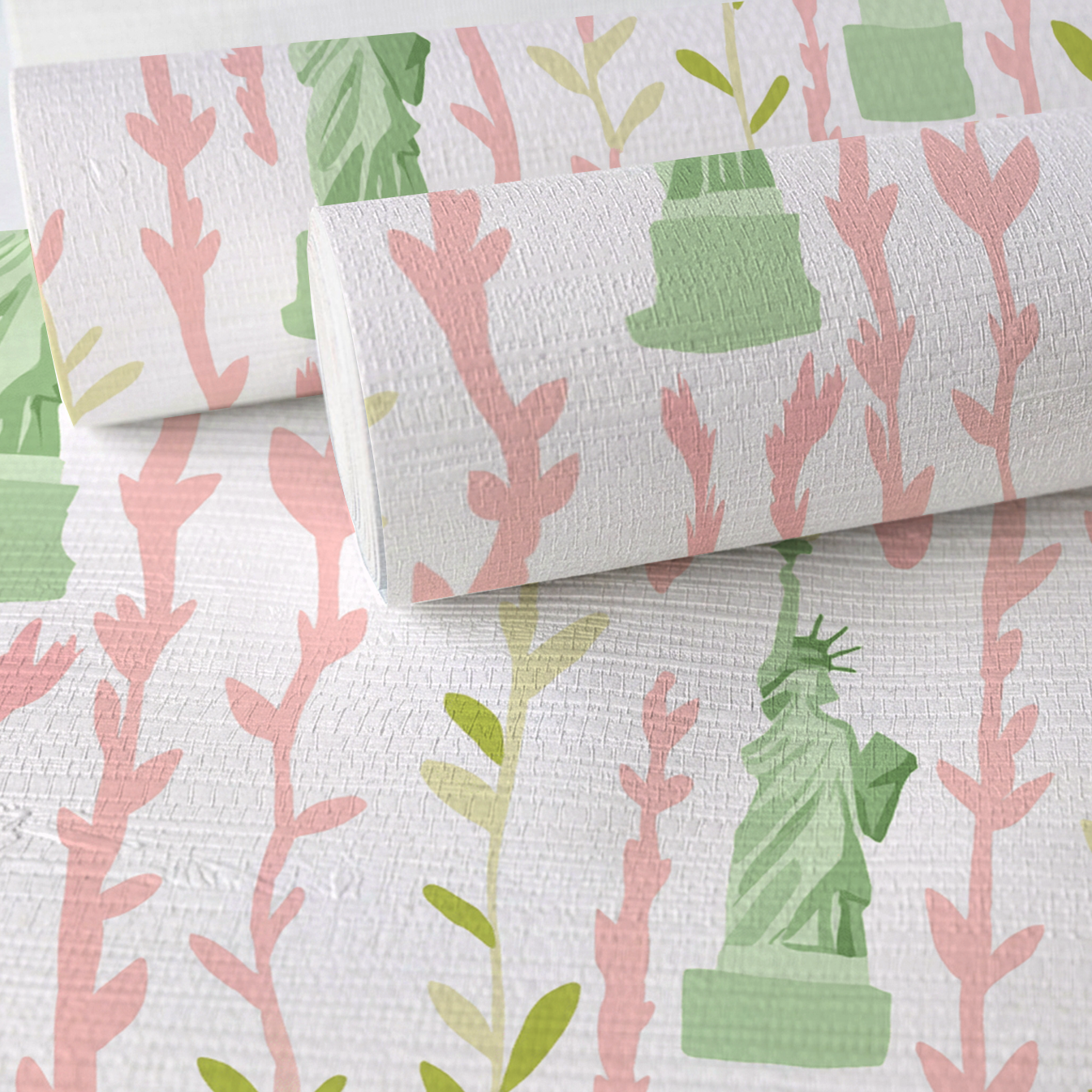 Lady Liberty Faux Grasscloth Wallpaper