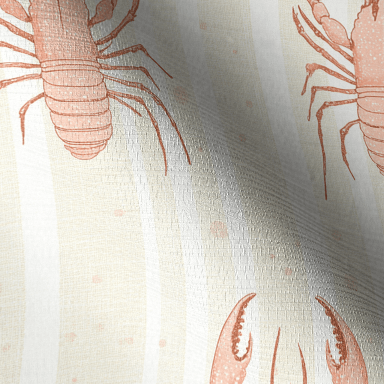 Larry Lobsters Faux Grasscloth Wallpaper - Lemon Park
