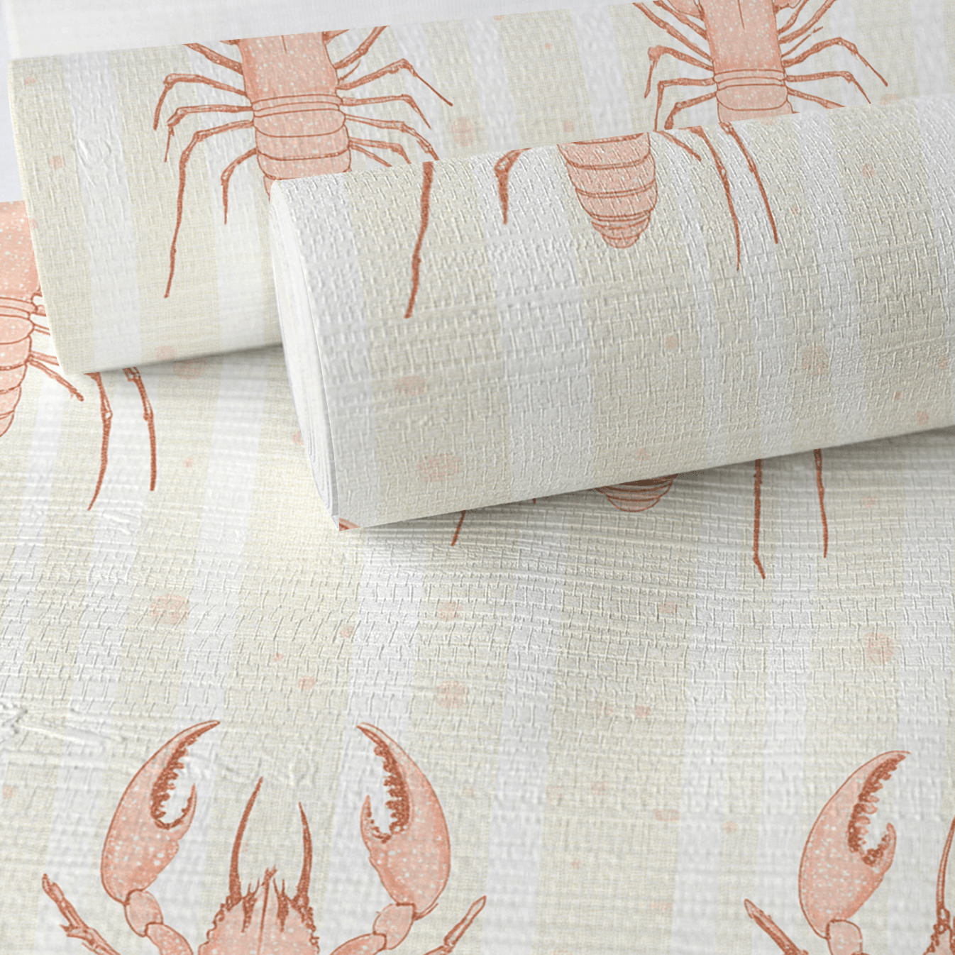 Larry Lobsters Faux Grasscloth Wallpaper - Lemon Park