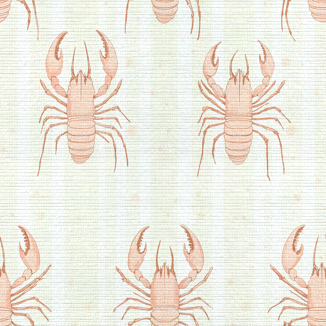 Larry Lobsters Faux Grasscloth Wallpaper