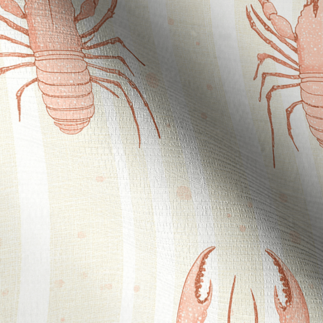 Larry Lobsters Faux Grasscloth Wallpaper