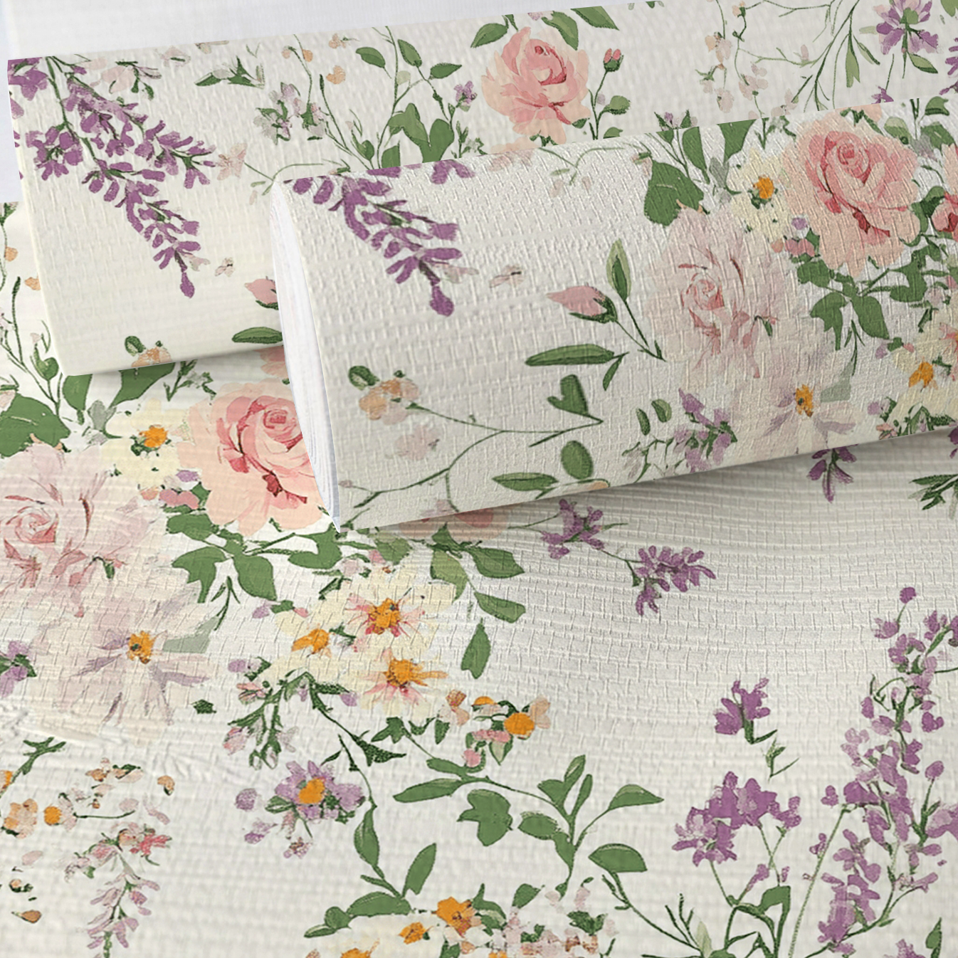 Lavender Lace Faux Grasscloth Wallpaper