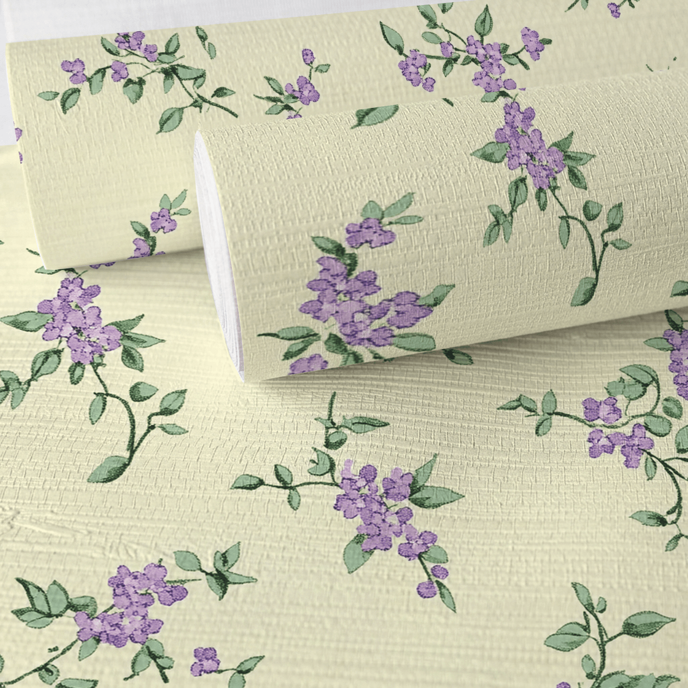 Lavender Sprig Faux Grasscloth Wallpaper - Lemon Park