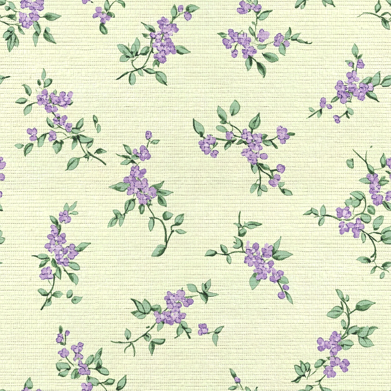 Lavender Sprig Faux Grasscloth Wallpaper