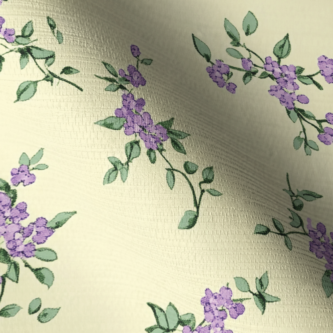 Lavender Sprig Faux Grasscloth Wallpaper