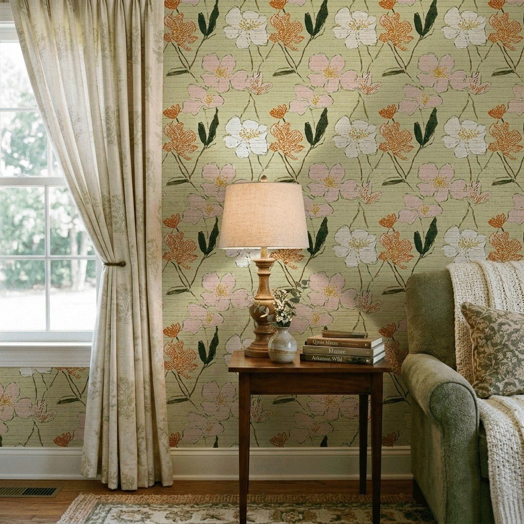 Lavinia Faux Grasscloth Wallpaper - Lemon Park