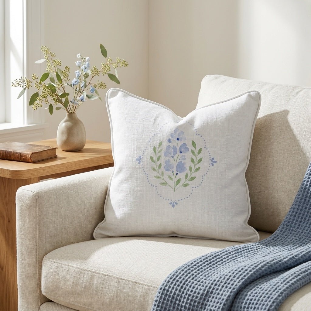 Leaf Me Be Cloud Meadow Frame Throw Pillow - Lemon Park