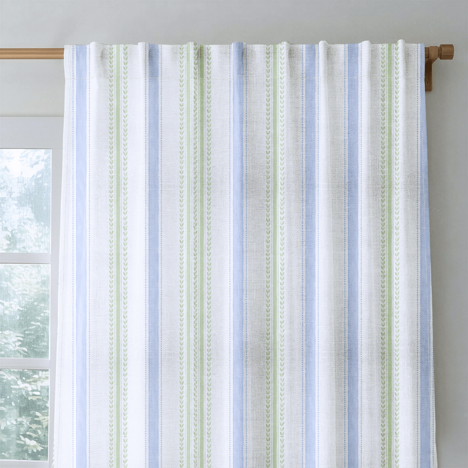 Leaf Me Be Garden Stripe - Drapery - Lemon Park