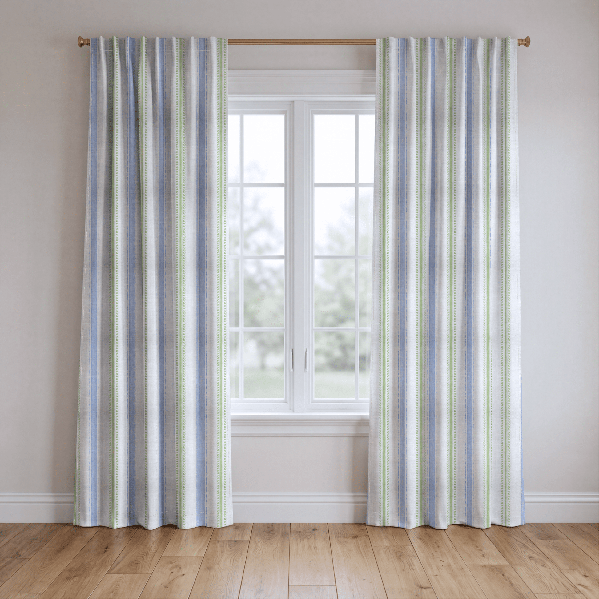 Leaf Me Be Garden Stripe - Drapery - Lemon Park