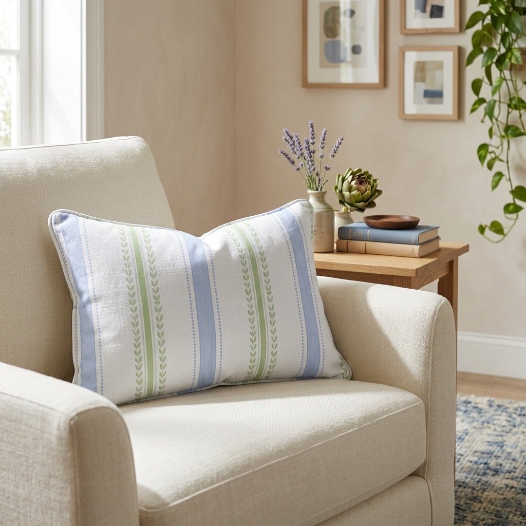 Leaf Me Be Garden Stripe Throw Pillow - Lemon Park