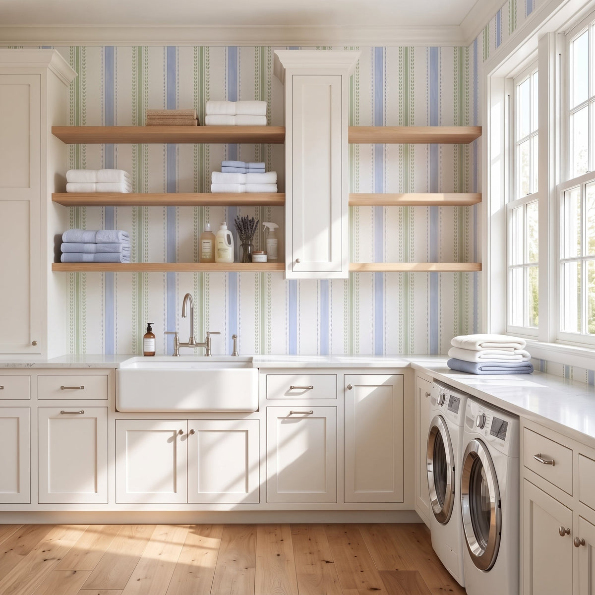 Leaf Me Be Garden Stripe Wallpaper - Lemon Park
