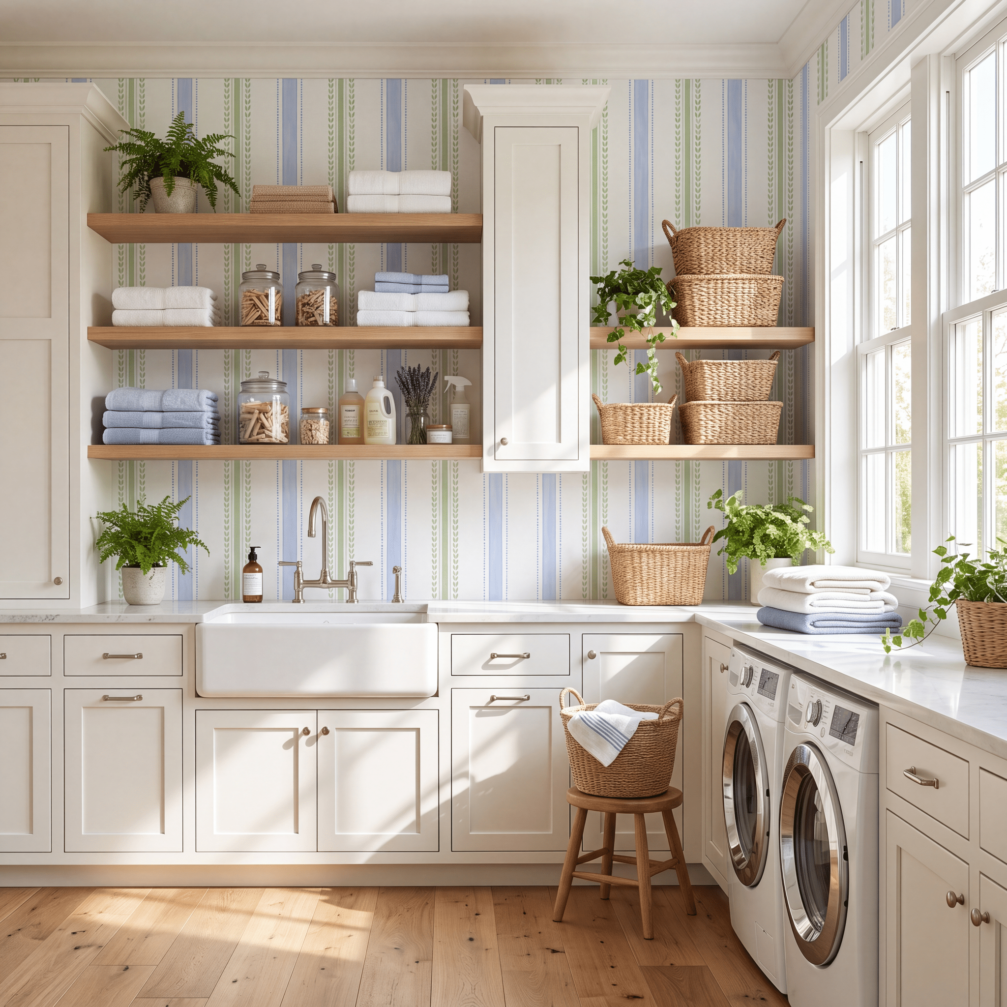 Leaf Me Be Garden Stripe Wallpaper - Lemon Park