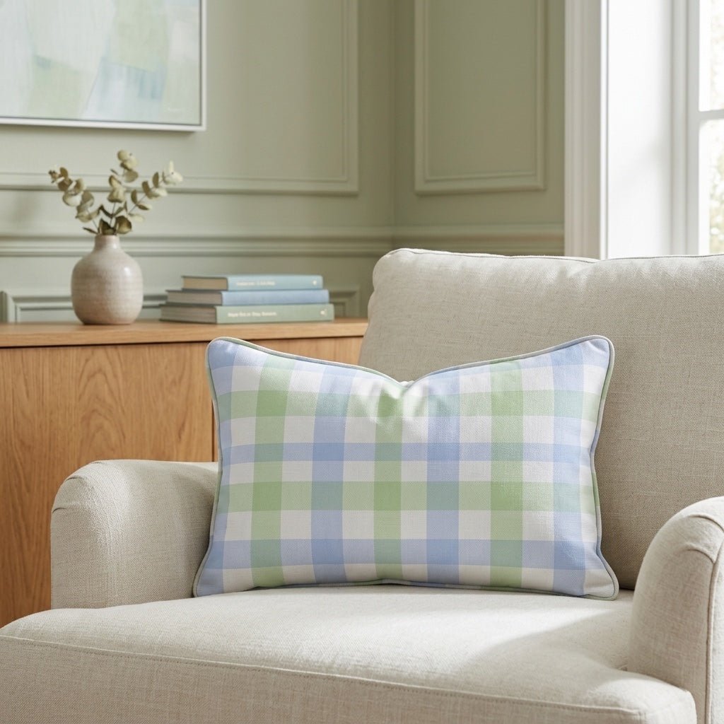 Leaf Me Be Gingham Throw Pillow - Lemon Park