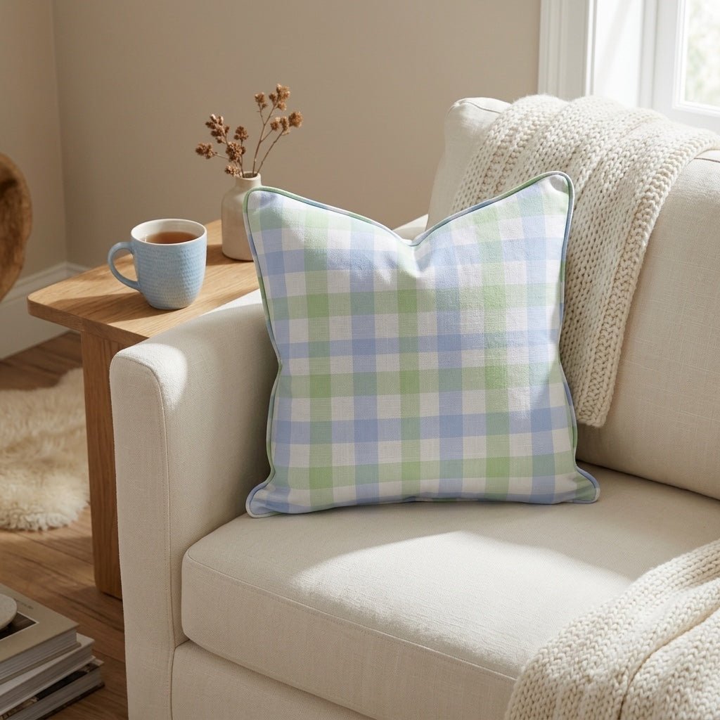 Leaf Me Be Gingham Throw Pillow - Lemon Park