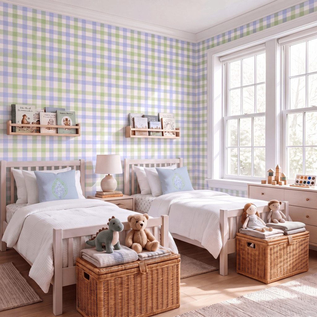 Leaf Me Be Gingham Wallpaper - Lemon Park