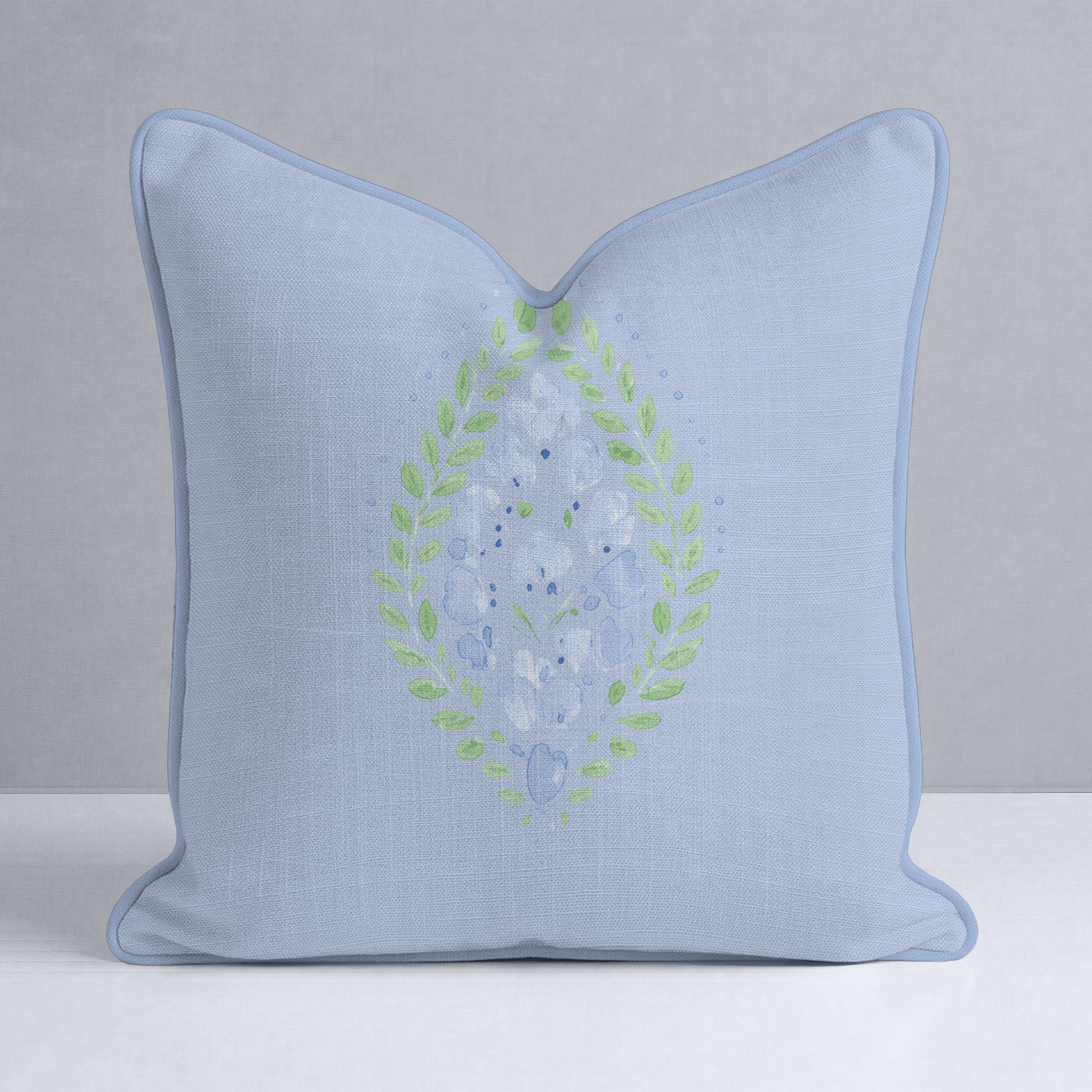 Leaf Me Be Periwinkle Bloom Throw Pillow - Lemon Park