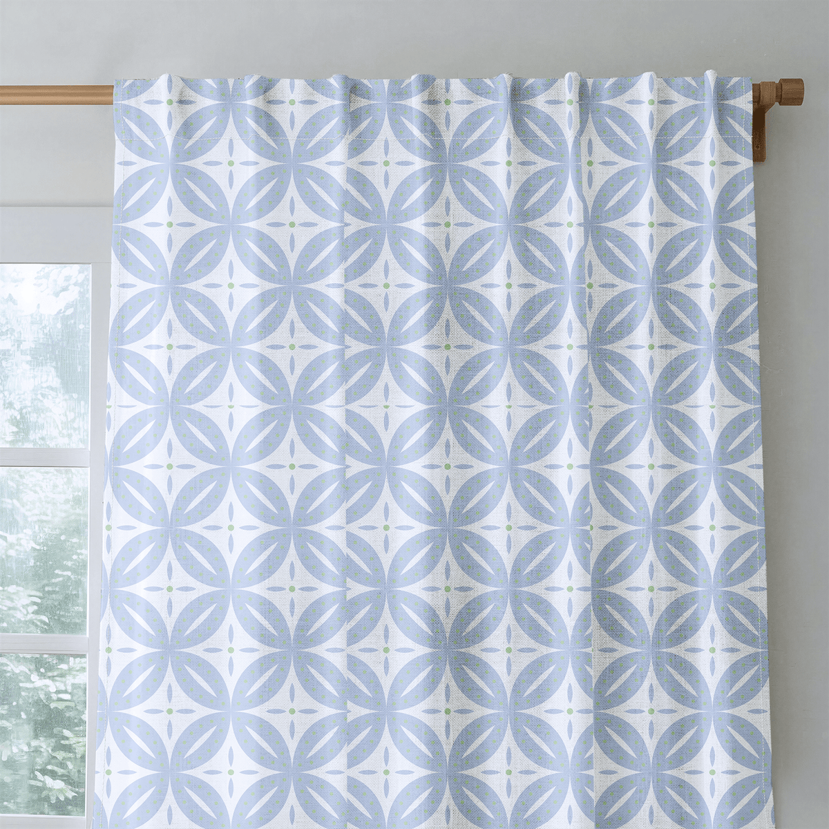 Leaf Me Be Periwinkle Grid - Drapery - Lemon Park
