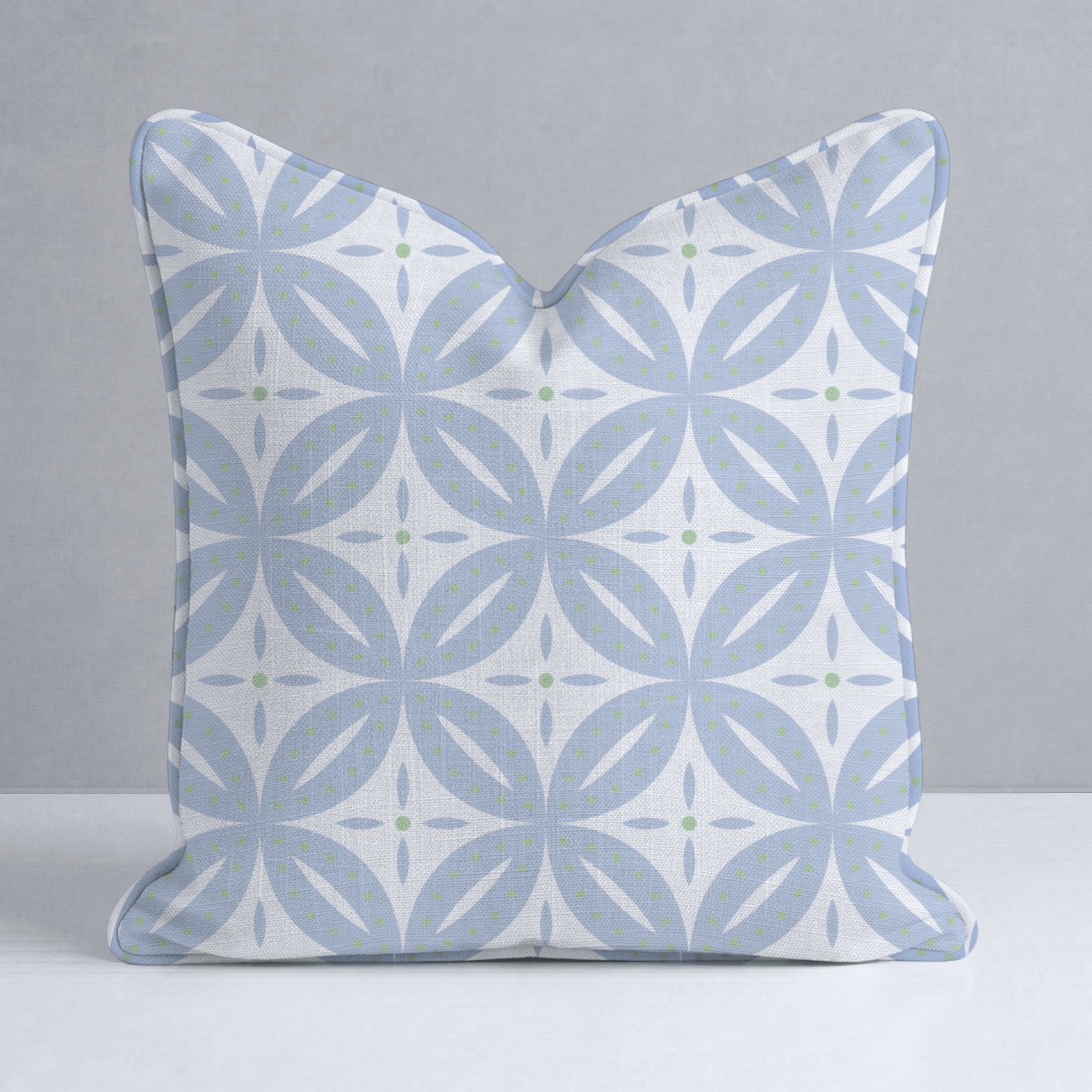Leaf Me Be Periwinkle Grid Throw Pillow - Lemon Park