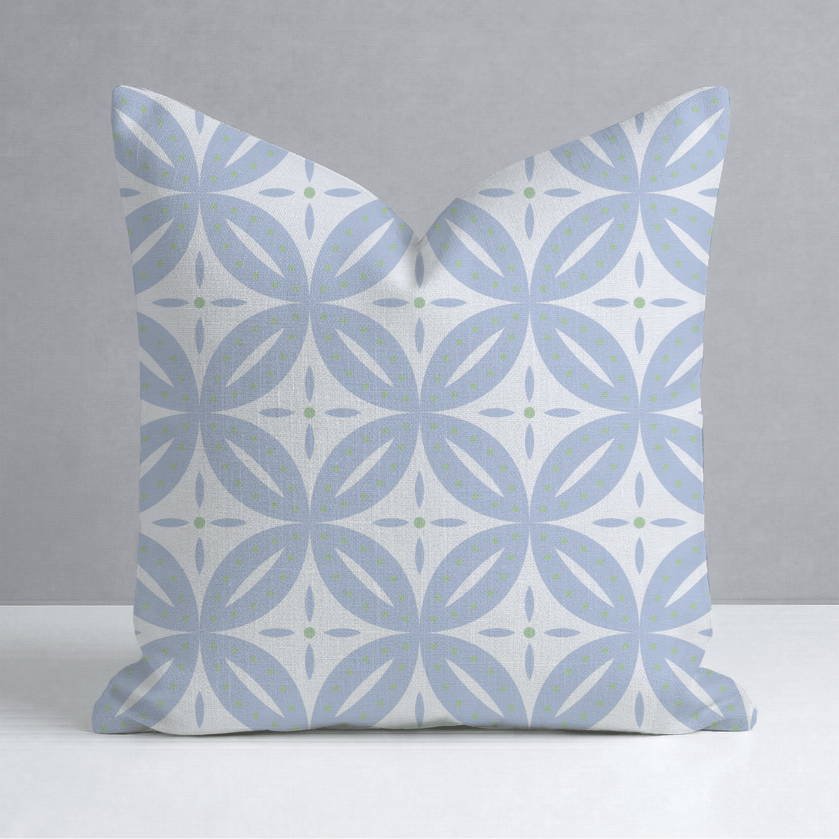 Leaf Me Be Periwinkle Grid Throw Pillow - Lemon Park