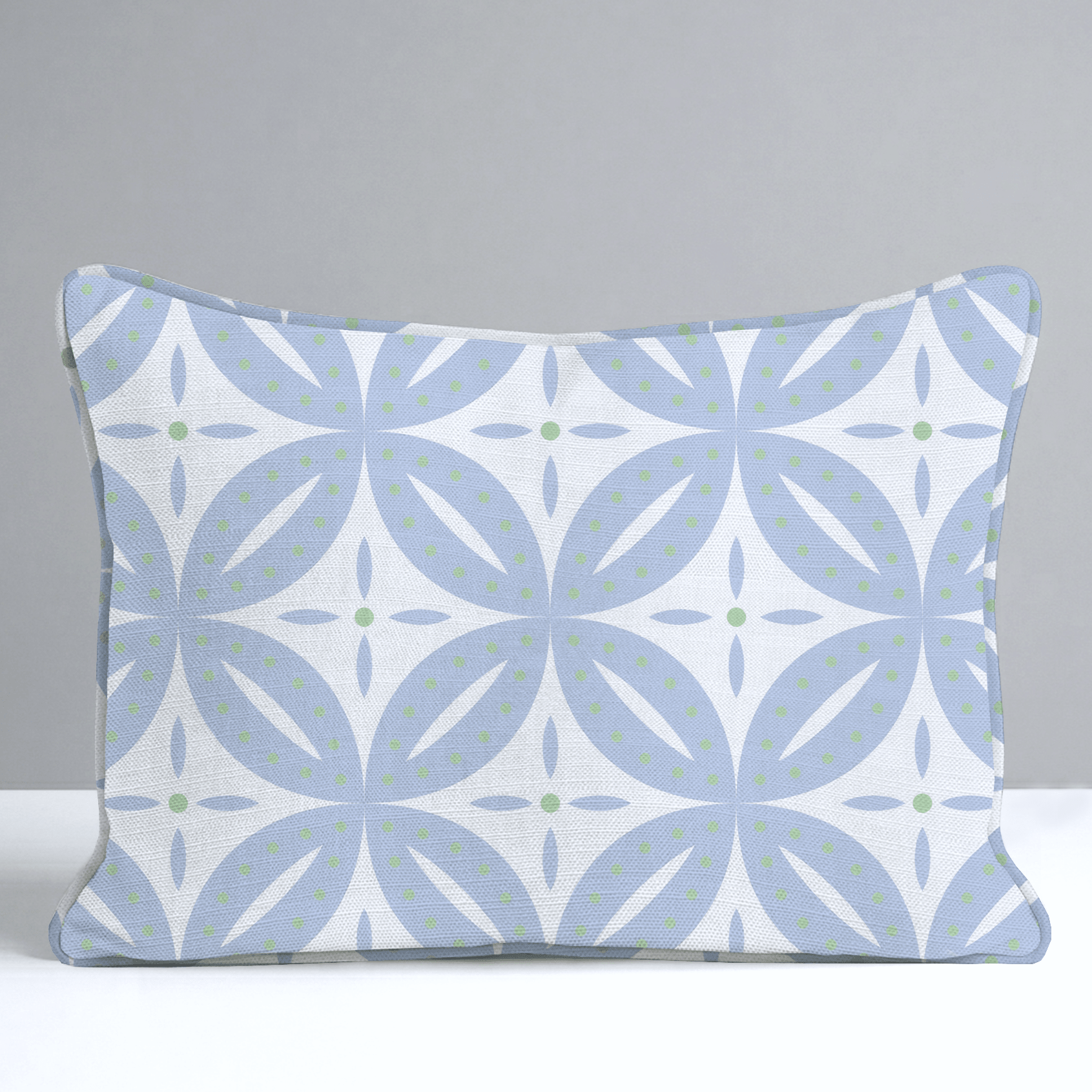 Leaf Me Be Periwinkle Grid Throw Pillow - Lemon Park