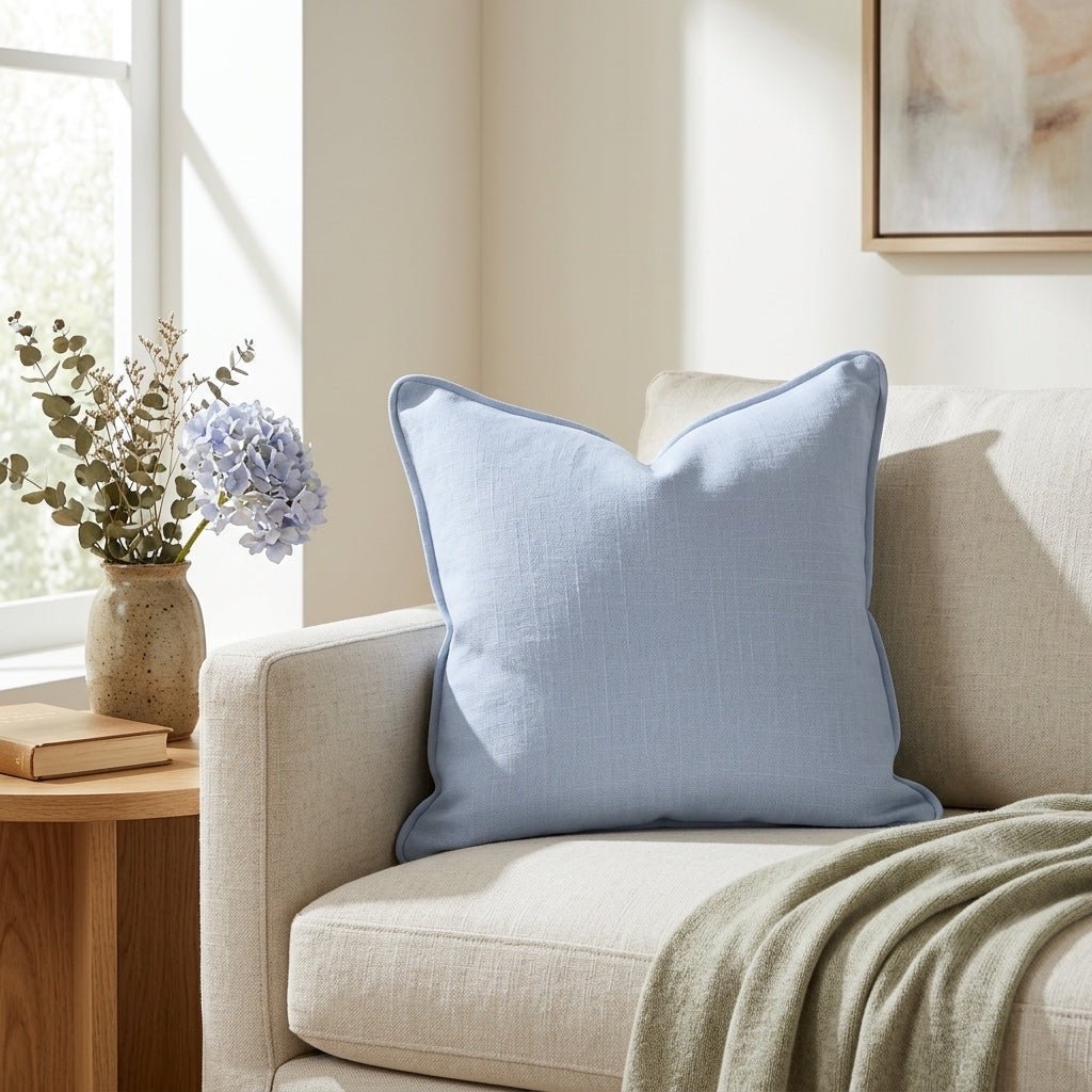 Leaf Me Be Periwinkle Throw Pillow - Lemon Park