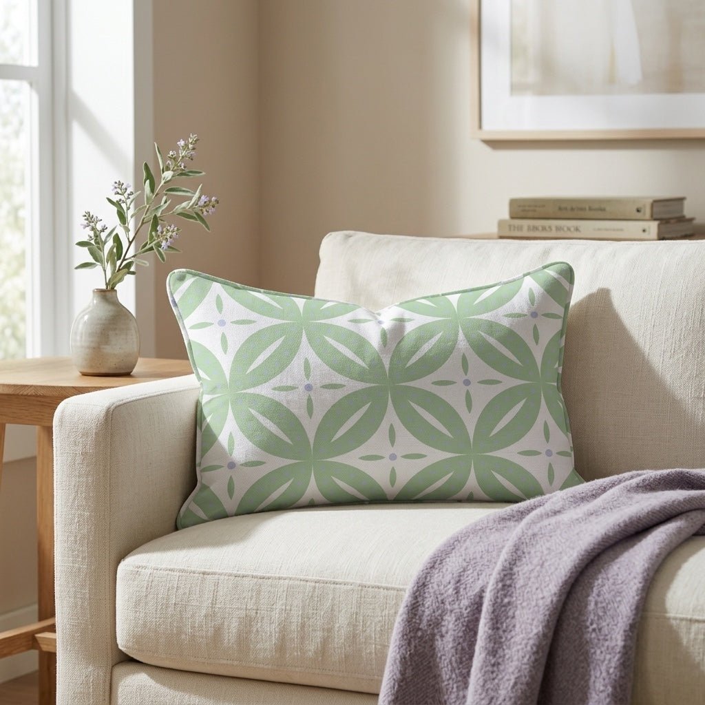 Leaf Me Be Willow Grid Throw Pillow - Lemon Park